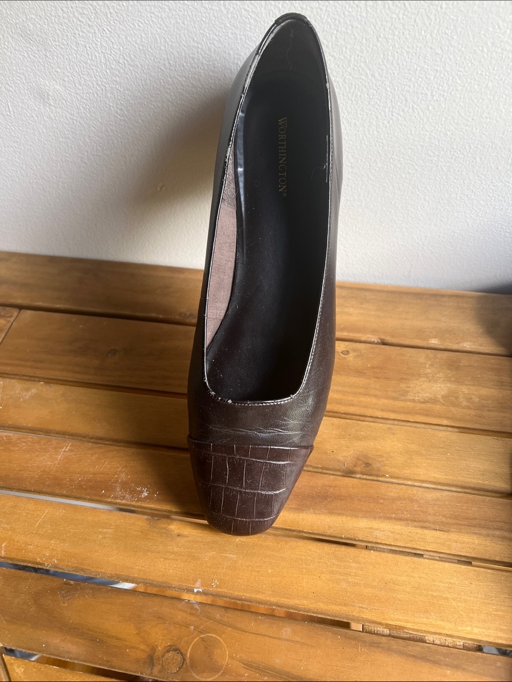 Worthington Dark Brown Croc-Embossed Women’s Pump